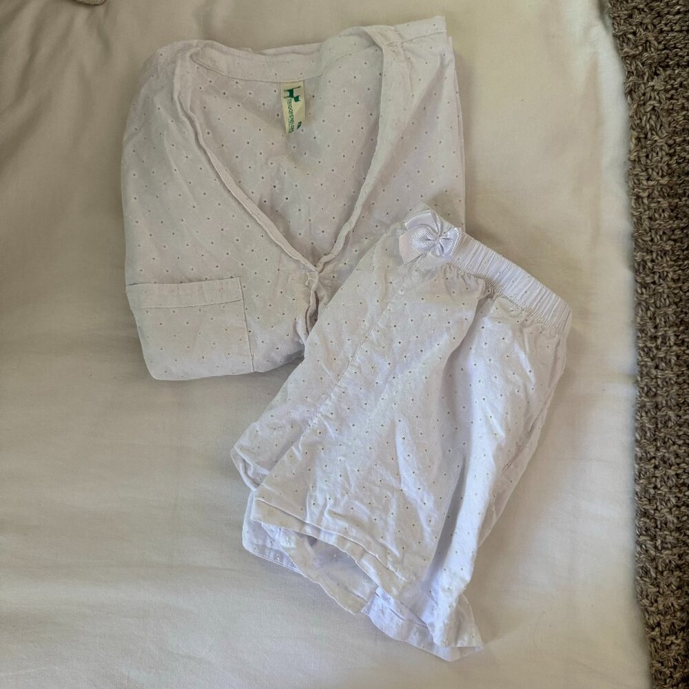 White Eyelet Pajama Set